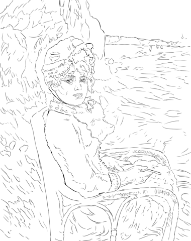 By The Seashore By Pierre Auguste Renoir Coloring Page